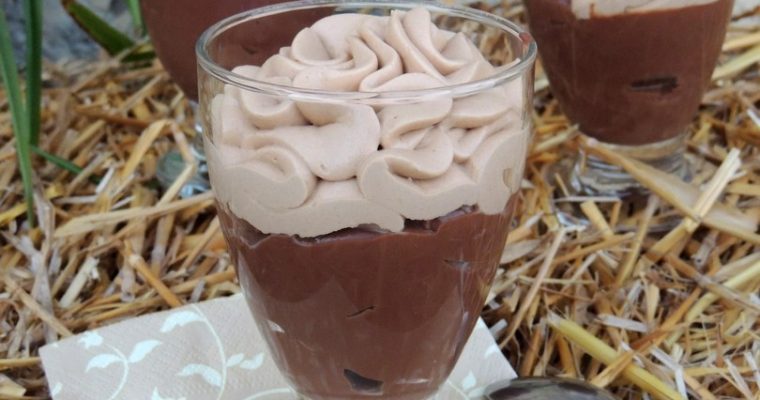 Crèmes dessert liégeoises chocolat noisette – Chocolate custard cream & hazelnut whipped up cream