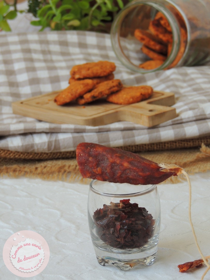 Biscuits apéro sablés ~ Chorizo paprika & cheddar