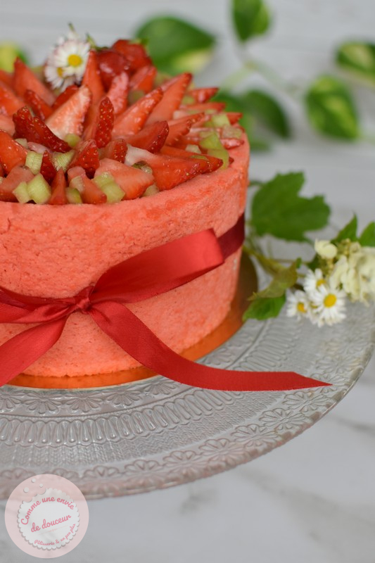 Charlotte printanière ~ Fraise & rhubarbe Mousse fromage blanc