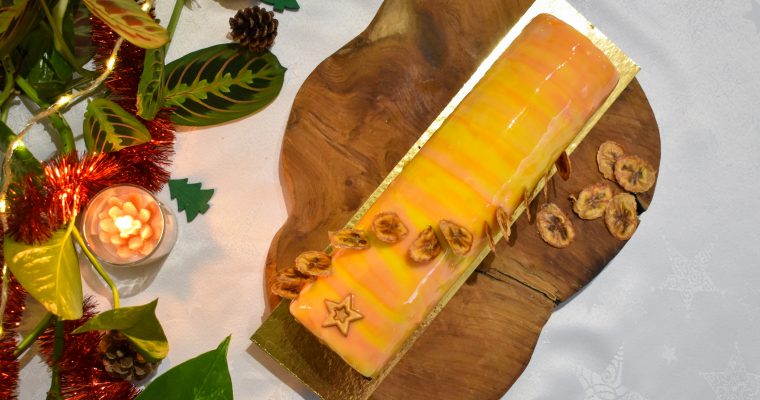 Bûche #2 version 2025 ~ Un peu comme une banana split chocolat cacahuète & caramel